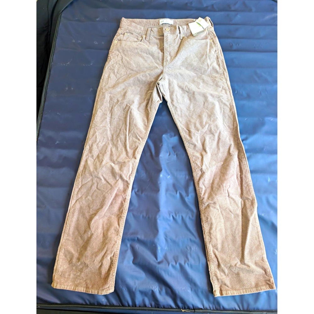 Gap 90s Straight Leg High Rise Pants Mens 34x30 Brown Corduroy Flat Front NWT